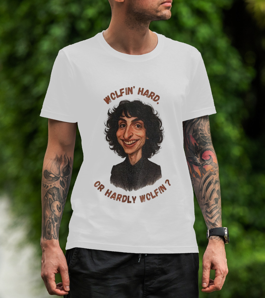 Finn Wolfhard Stranger Things Caricature Wolfin’ Hard Or Hardly Wolfin T-Shirt