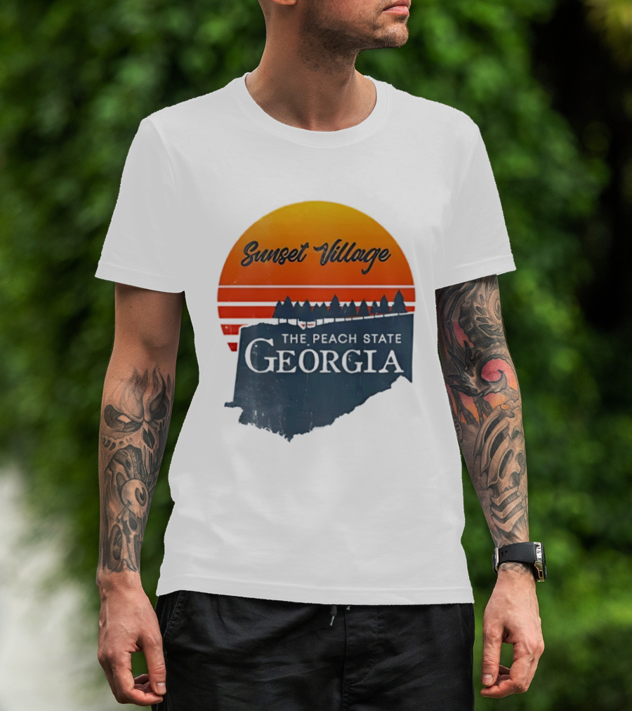 Sunset Village The Peach State Georgia T-Shirt