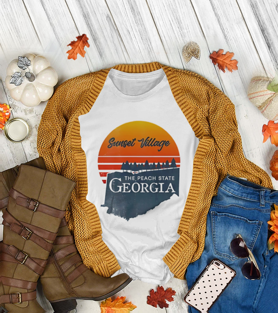 Sunset Village The Peach State Georgia T-Shirt