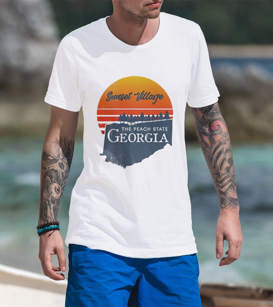 Sunset Village The Peach State Georgia T-Shirt