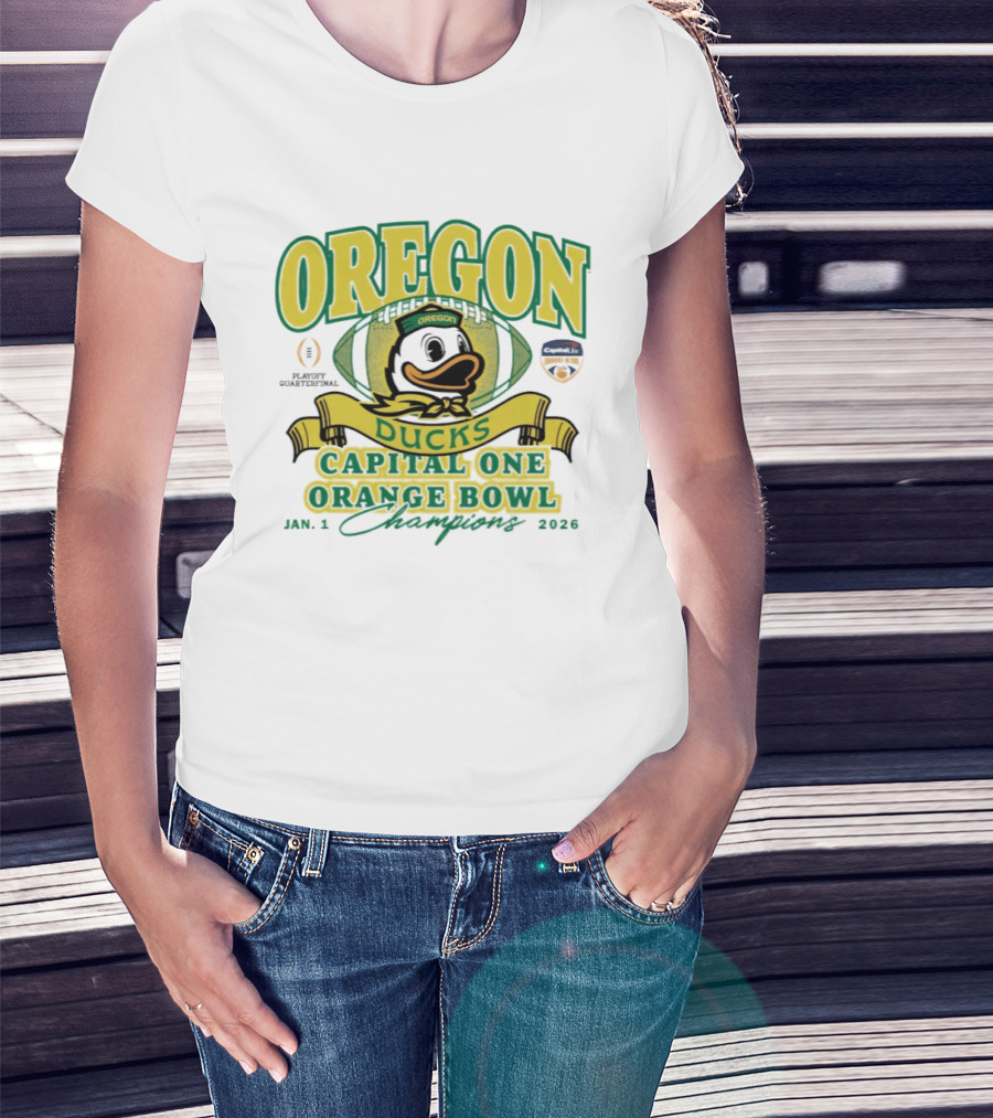 Oregon Ducks Capital One Orange Bowl Champions January 1 2026 T-Shirt