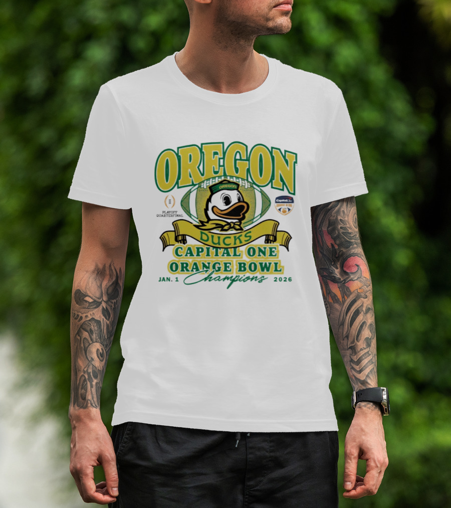 Oregon Ducks Capital One Orange Bowl Champions January 1 2026 T-Shirt