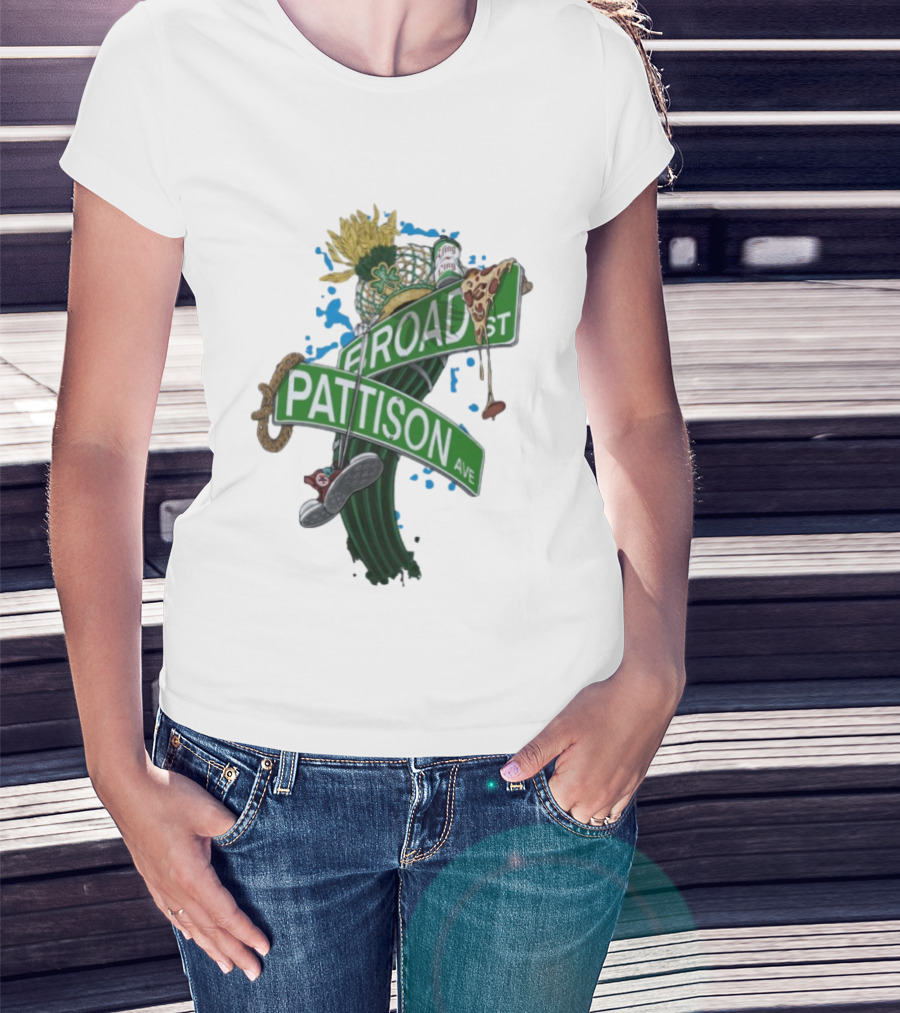 Philadelphia Eagles Broad St Pattison Ave Street Signs Pizza Cheesesteak Sunflower Clover T-Shirt