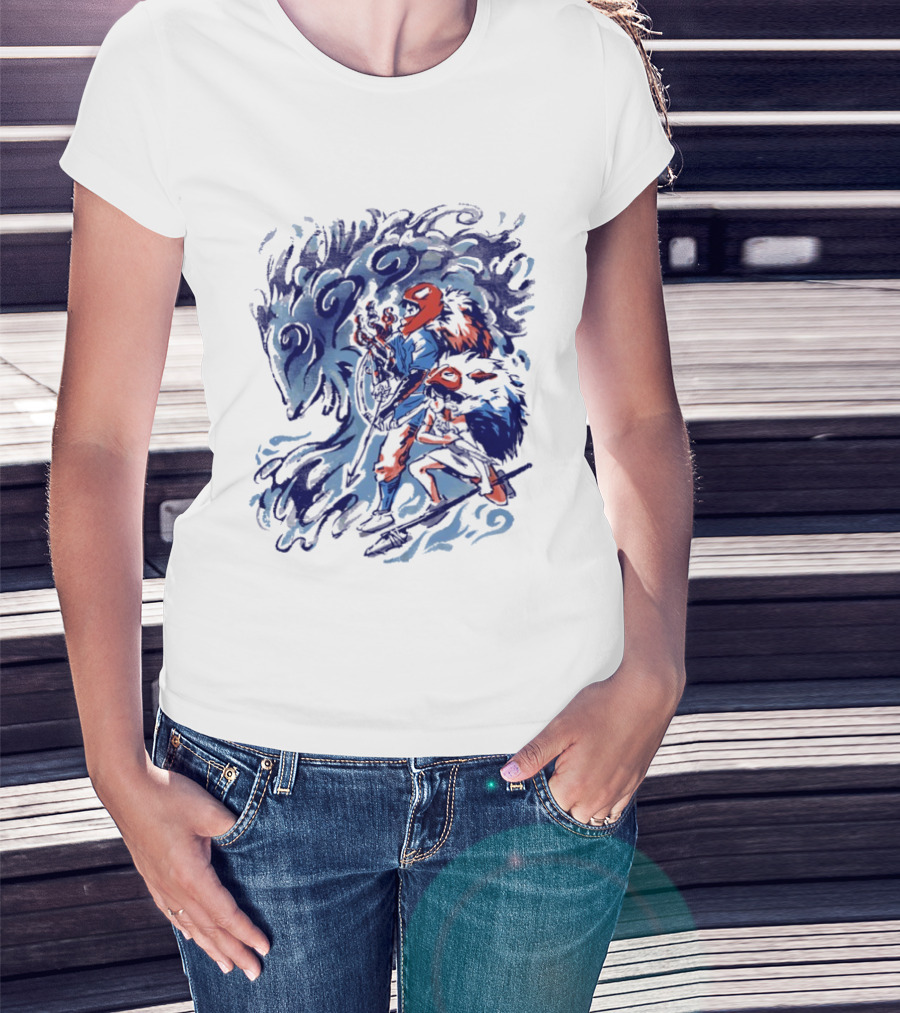 Princess Mononoke Ashitaka San Forest Spirit Wolf Scene T-Shirt