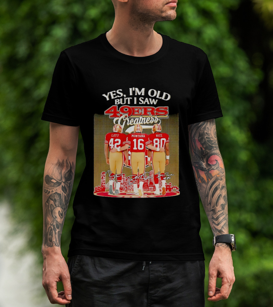 San Francisco 49ers Greatness City Skyline Lott Montana Rice Signatures T-Shirt