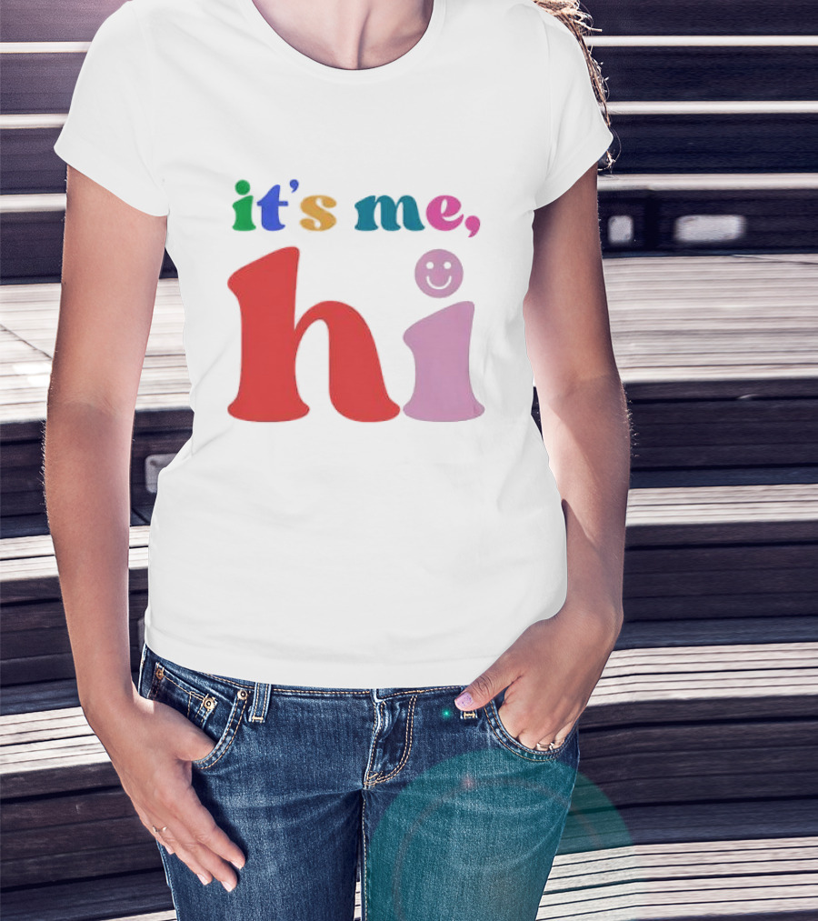 It's Me Hi Colorful Text With Smiley Face T-Shirt