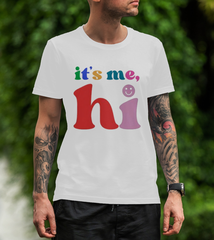 It's Me Hi Colorful Text With Smiley Face T-Shirt