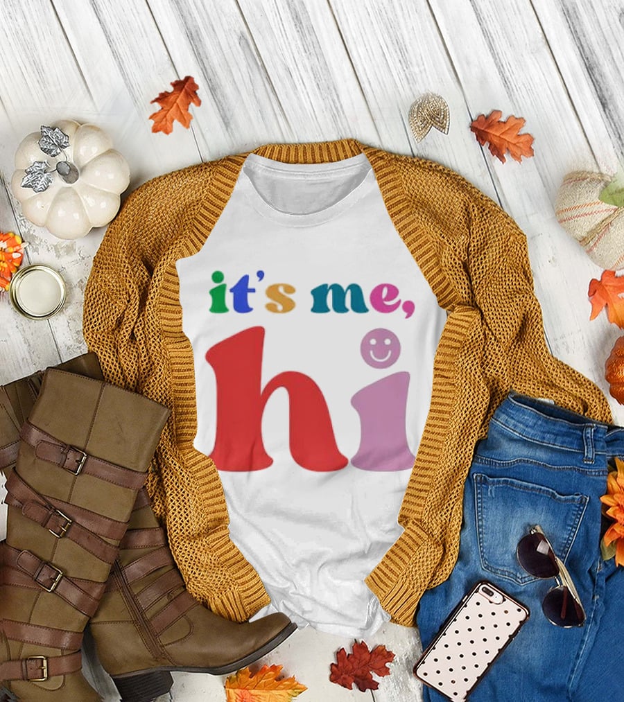 it's Me Hi Colorful Text with Smiley Face T-Shirt