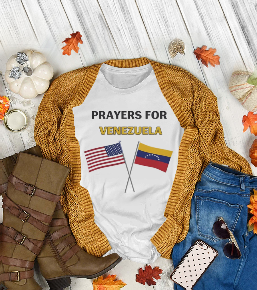 Prayers for Venezuela American Flag Solidarity T-Shirt