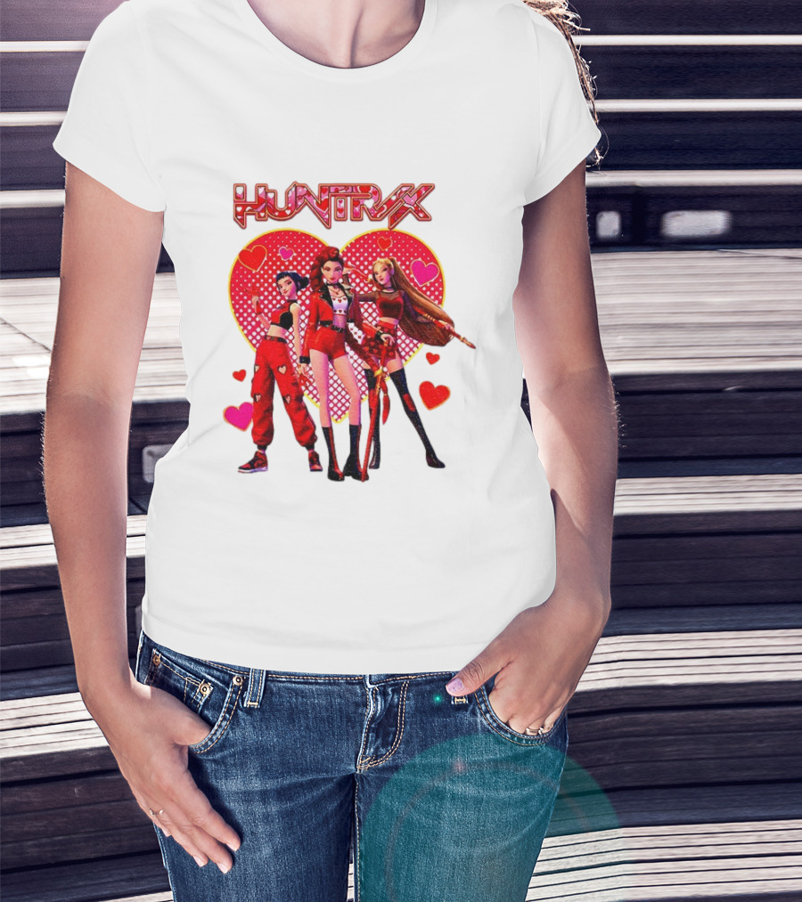 Huntrix Valentine Anime Girl Group Saja Girls Hearts T-Shirt