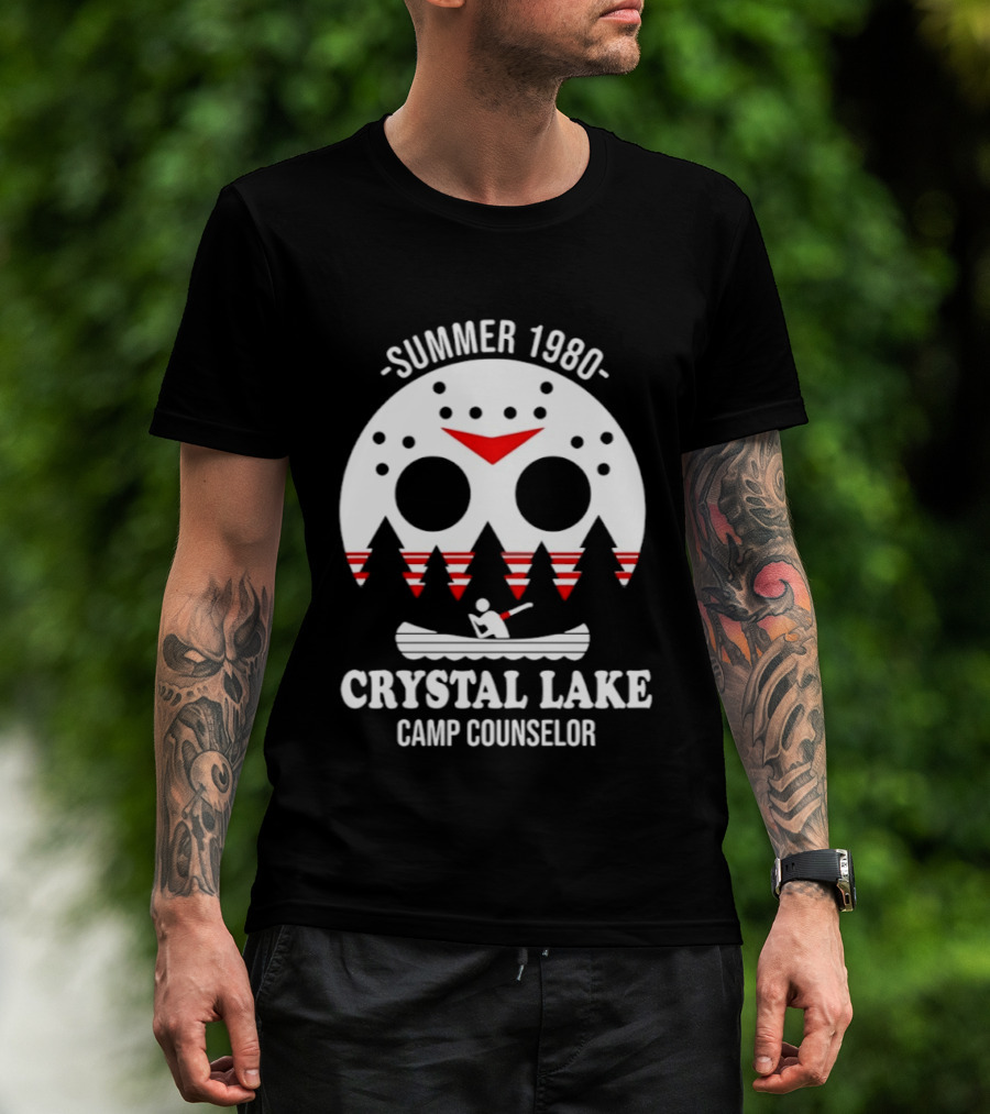 Jason Voorhees Summer 1980 Crystal Lake Camp Counselor Canoe Mask Retro Horror T-Shirt