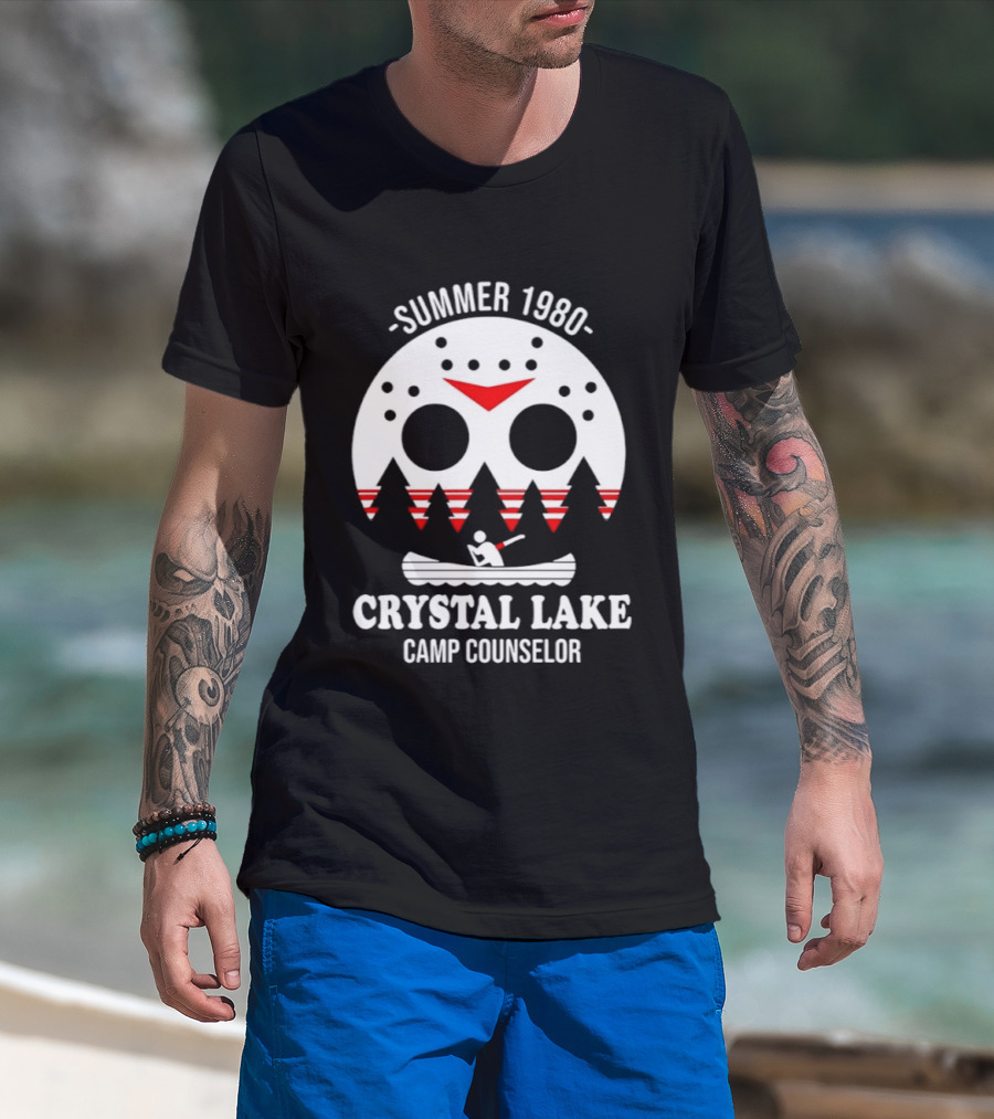Jason Voorhees Summer 1980 Crystal Lake Camp Counselor Canoe Mask Retro Horror T-Shirt