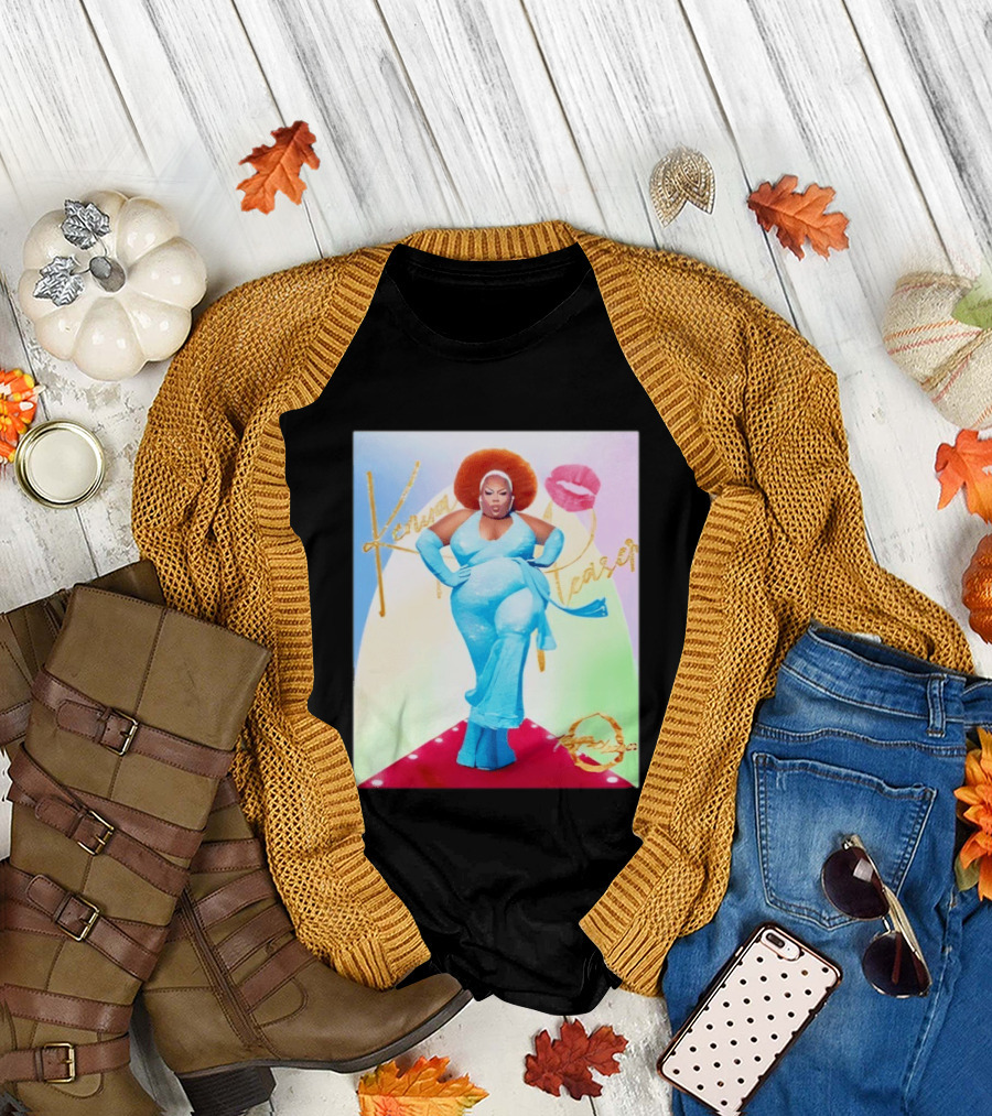 Kenya Pleaser Bellbottoms Classic Fierce Afro Diva Glam Lips T-Shirt