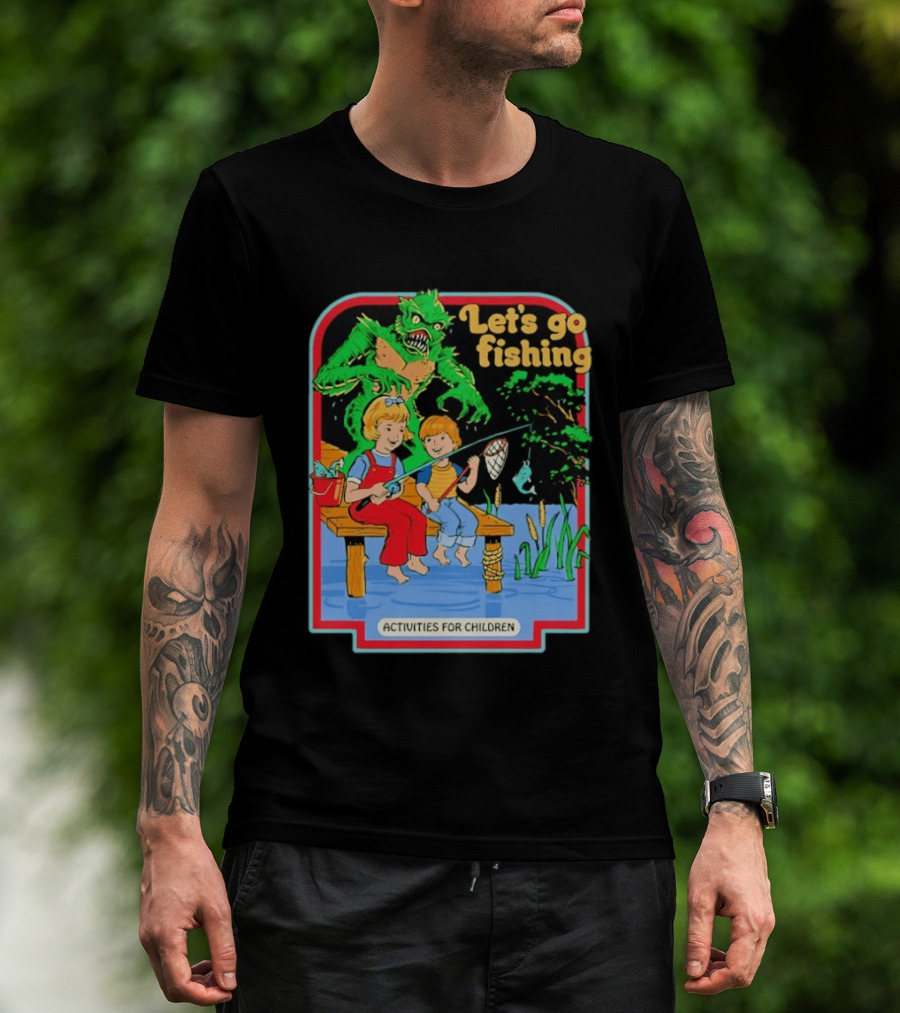 Let's Go Fishing Activities For Children Monster And Pond Adventure T-Shirt