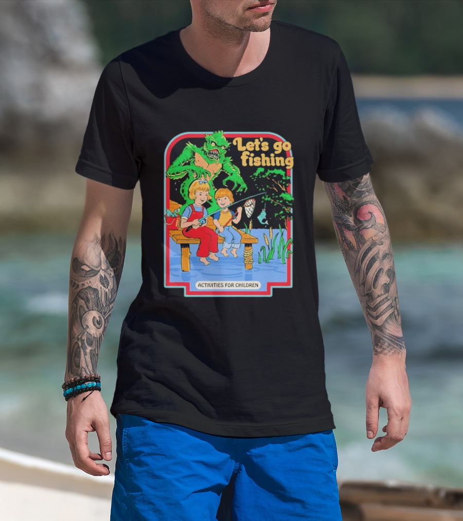 Let's Go Fishing Activities For Children Monster And Pond Adventure T-Shirt