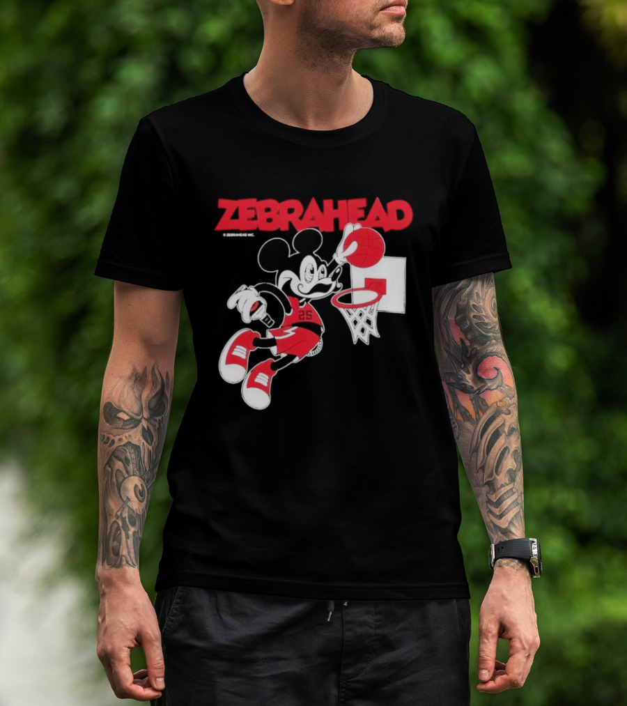 Zebrahead Mickey Mouse Slam Dunk Basketball 25 Retro Cartoon T-Shirt