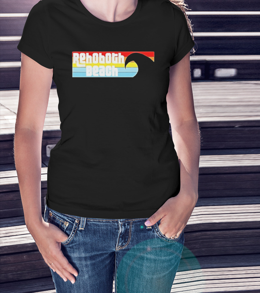 Rehoboth Beach Vintage Rainbow Wave T-Shirt