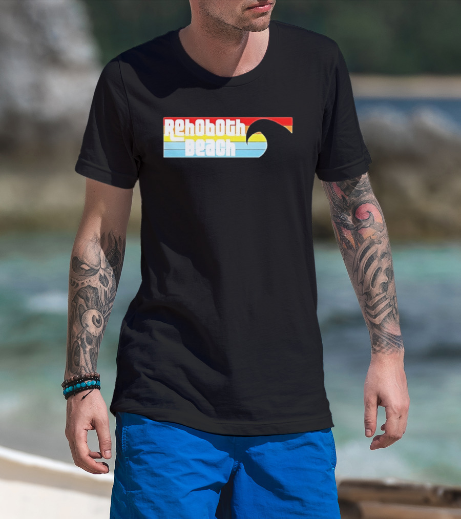Rehoboth Beach Vintage Rainbow Wave T-Shirt