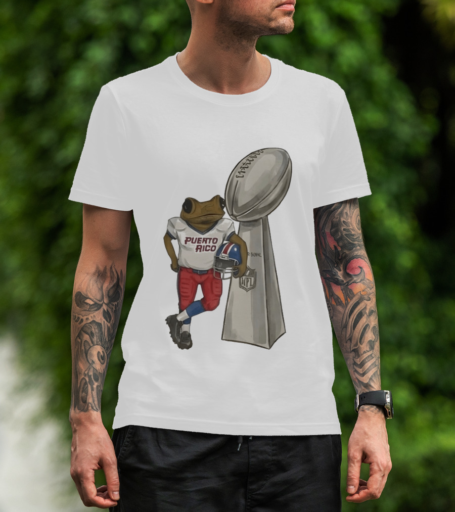 Bad Bunny Benito Bowl Puerto Rico Coqui Frog NFL Super Bowl Halftime Football T-Shirt