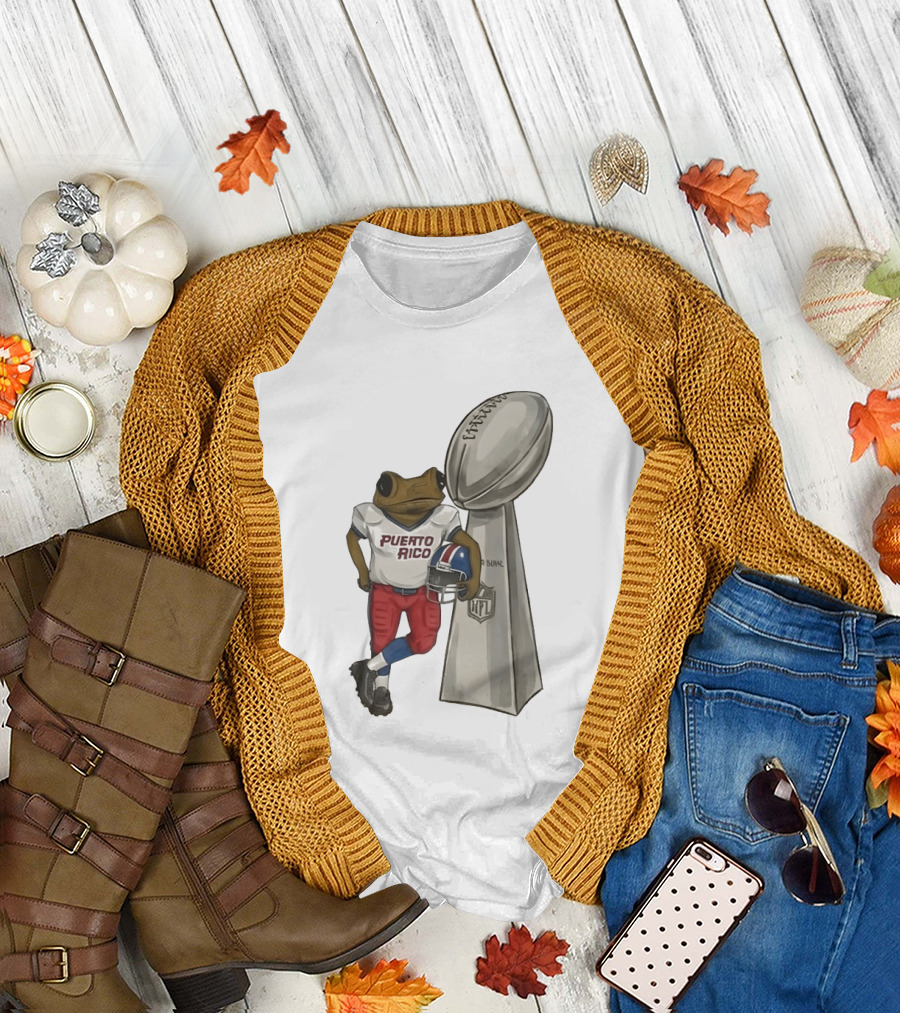 Bad Bunny Benito Bowl Puerto Rico Coqui Frog NFL Super Bowl Halftime Football T-Shirt