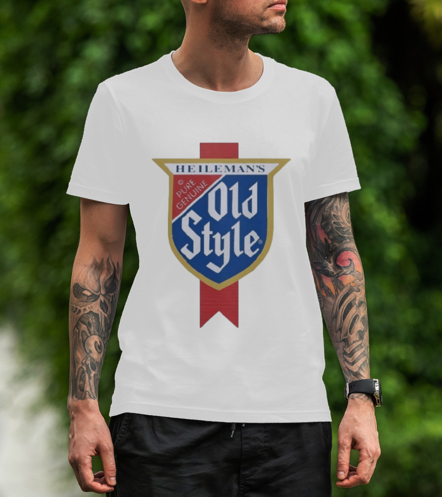 Old Style Beer Heileman's Pure Genuine Iconic Branding T-Shirt