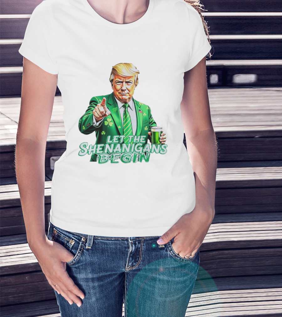 Let The Shenanigans Begin Green Suit And Beer St. Patrick's Day T-Shirt