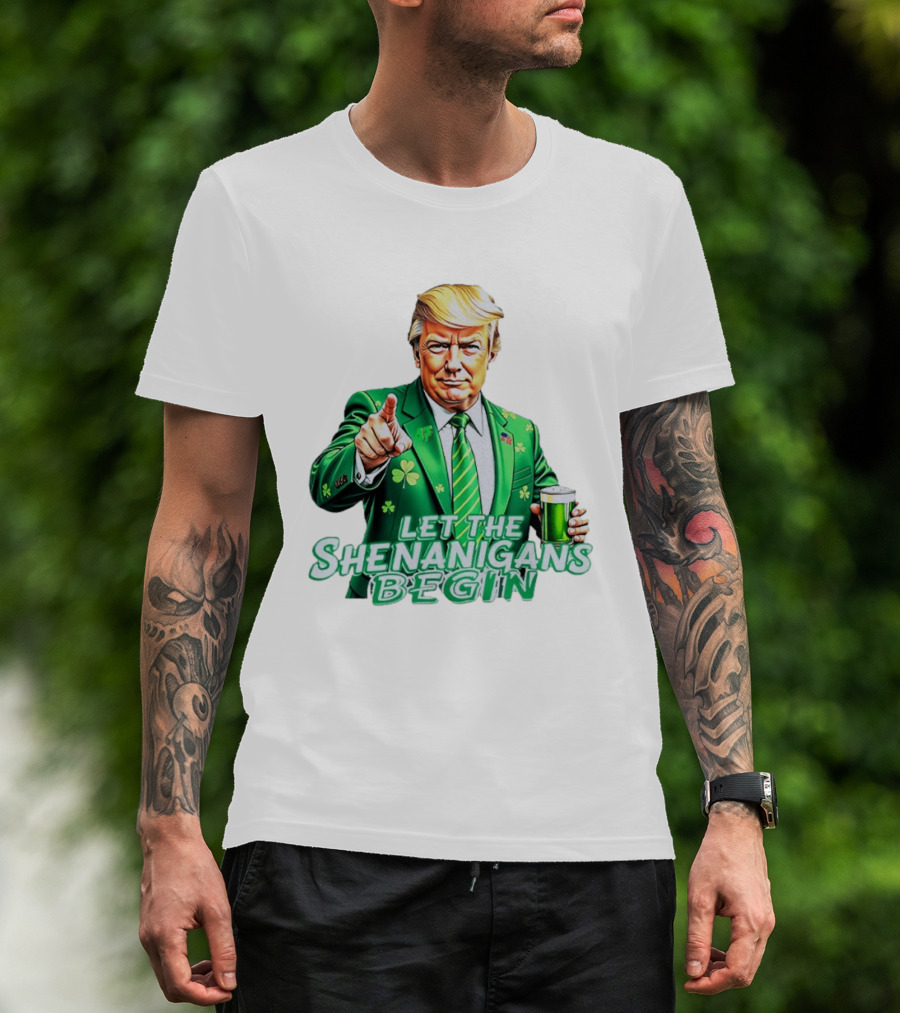 Let The Shenanigans Begin Green Suit And Beer St. Patrick's Day T-Shirt