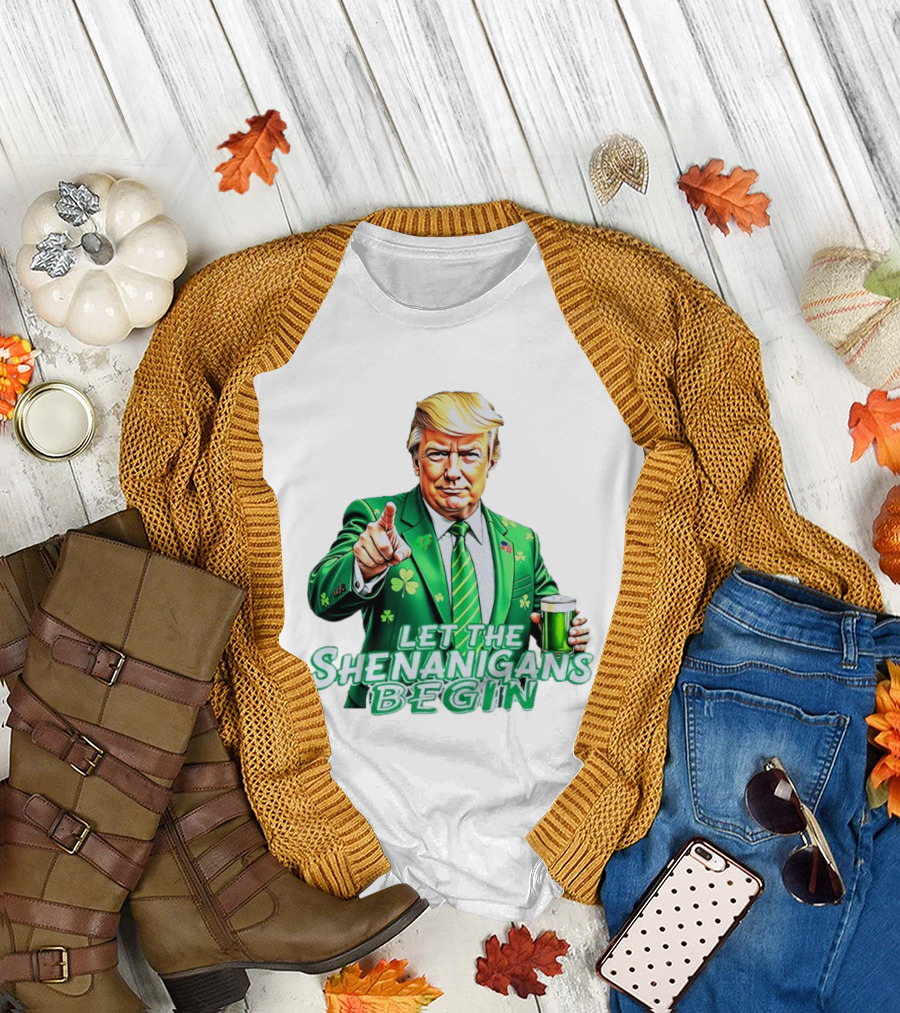Let the Shenanigans Begin Green Suit and Beer St. Patrick's Day T-Shirt