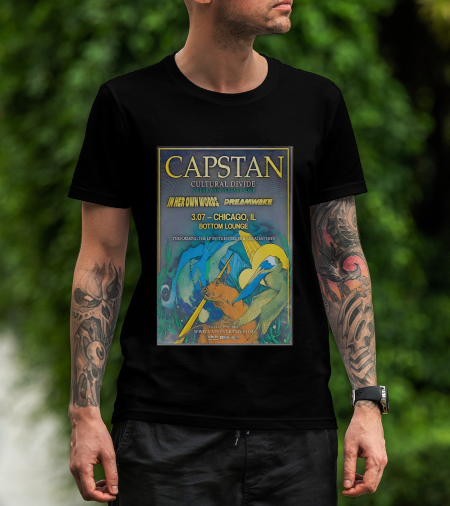 CAPSTAN Cultural Divide Tour Chicago Bottom Lounge March 7 2026 In Her Own Words Dreamwake Concert T-Shirt
