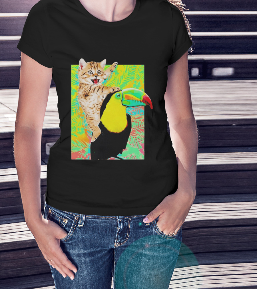 Liv And Maddie Joey Rooney Cat Toucan Ride Vibrant Animal Adventure T-Shirt
