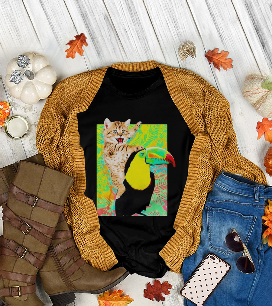 Liv and Maddie Joey Rooney Cat Toucan Ride Vibrant Animal Adventure T-Shirt