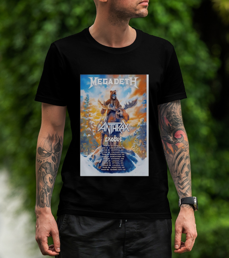 Megadeth Anthrax Exodus Tour Canada 2026 Dates And Locations T-Shirt