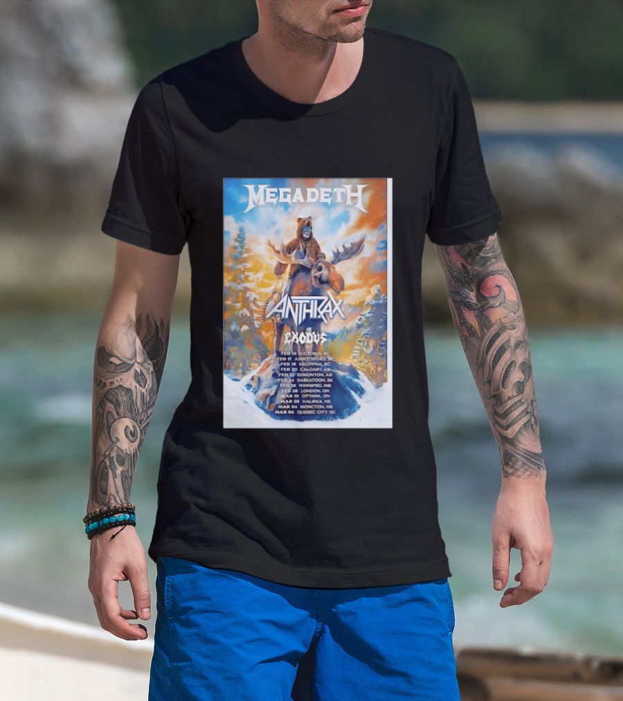 Megadeth Anthrax Exodus Tour Canada 2026 Dates And Locations T-Shirt
