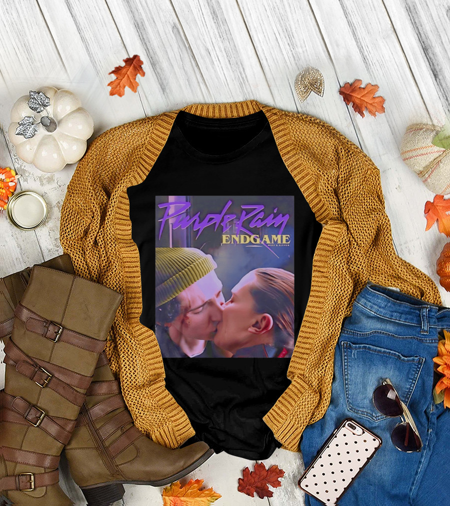Purple Rain Endgame Mike Eleven Kissing Stranger Things T-Shirt
