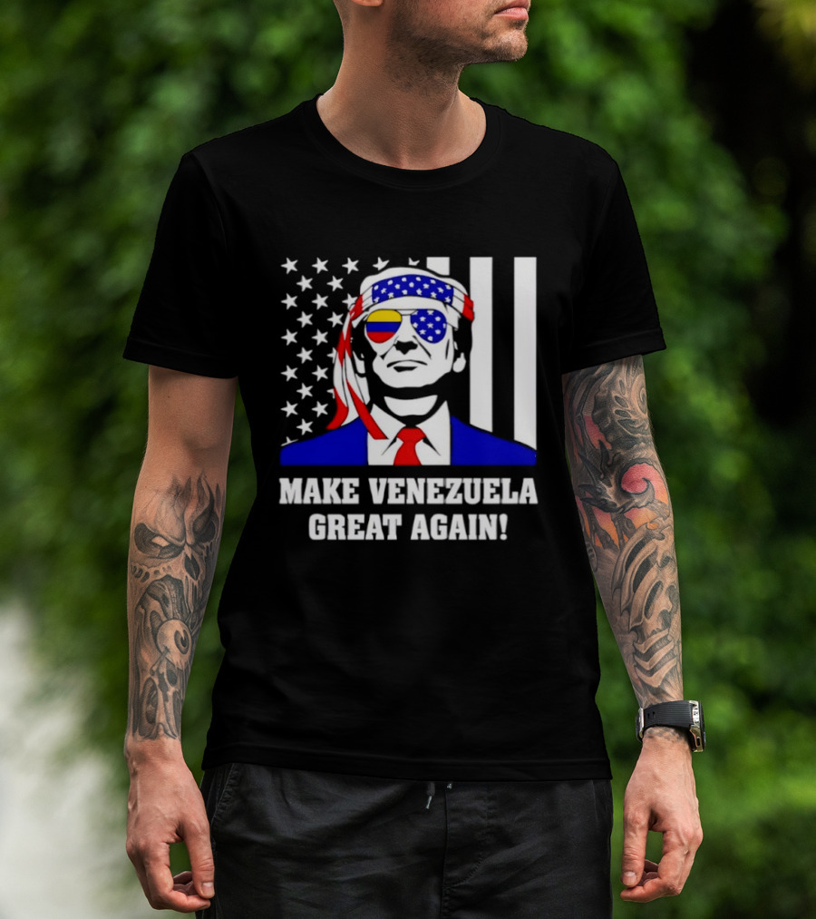 Make Venezuela Great Again 2026 Trump USA Venezuela Flag Glasses T-Shirt