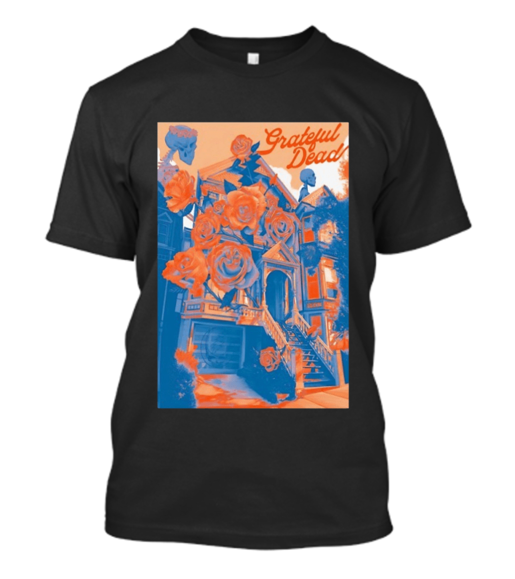 Grateful Dead Vintage House And Roses Psychedelic Art By Paul Kreizenbeck T-Shirt