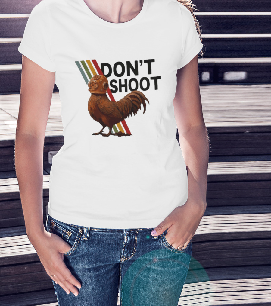 Don't Shoot Chicken Diver Helmet Retro Stripes T-Shirt