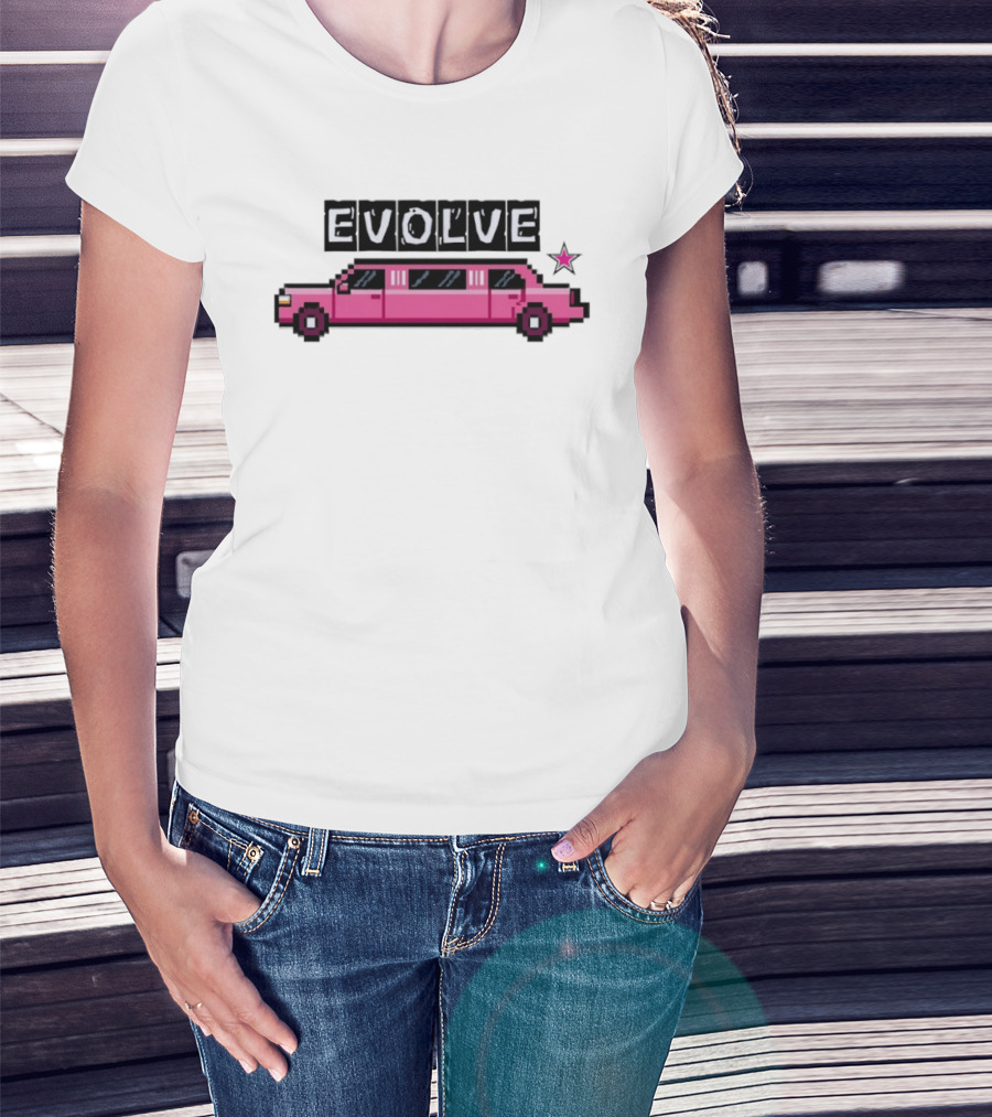 Evolve Pixel Art Pink Limousine Retro Star T-Shirt