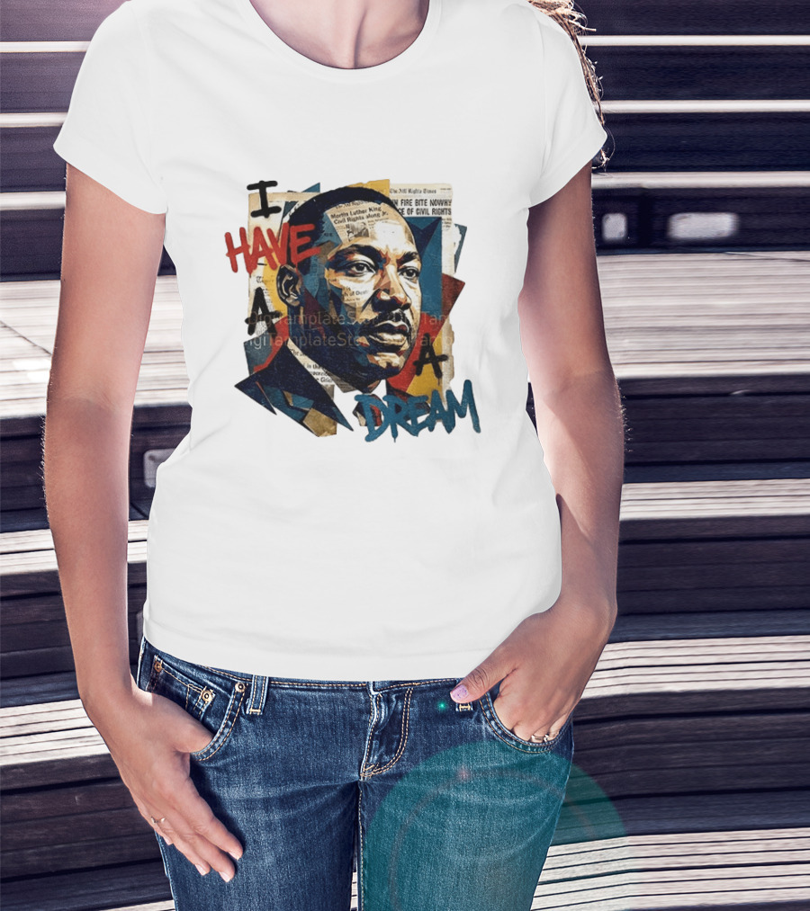 Martin Luther King Jr I Have A Dream Civil Rights Newspaper Collage T-Shirt
