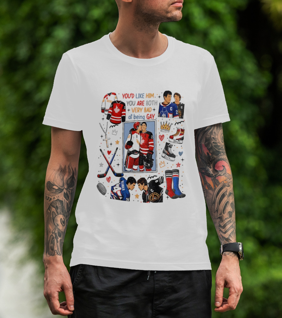 Heated Rivalry Romance You’d Like Him You Are Both Very Bat At Being Gay T-Shirt