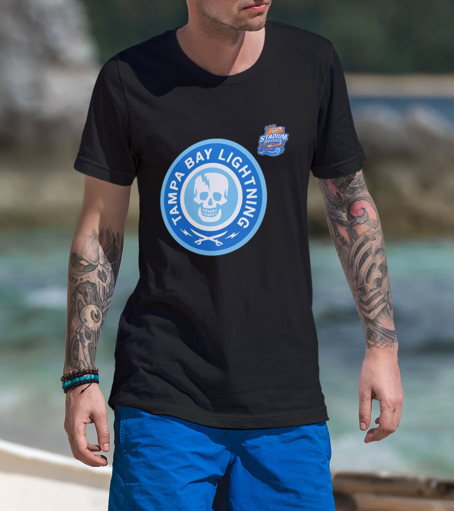 Tampa Bay Lightning Skull Circle Stadium Series T-Shirt