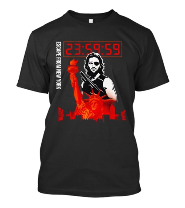 Escape From New York Snake Plissken With Statue Of Liberty And Countdown T-Shirt