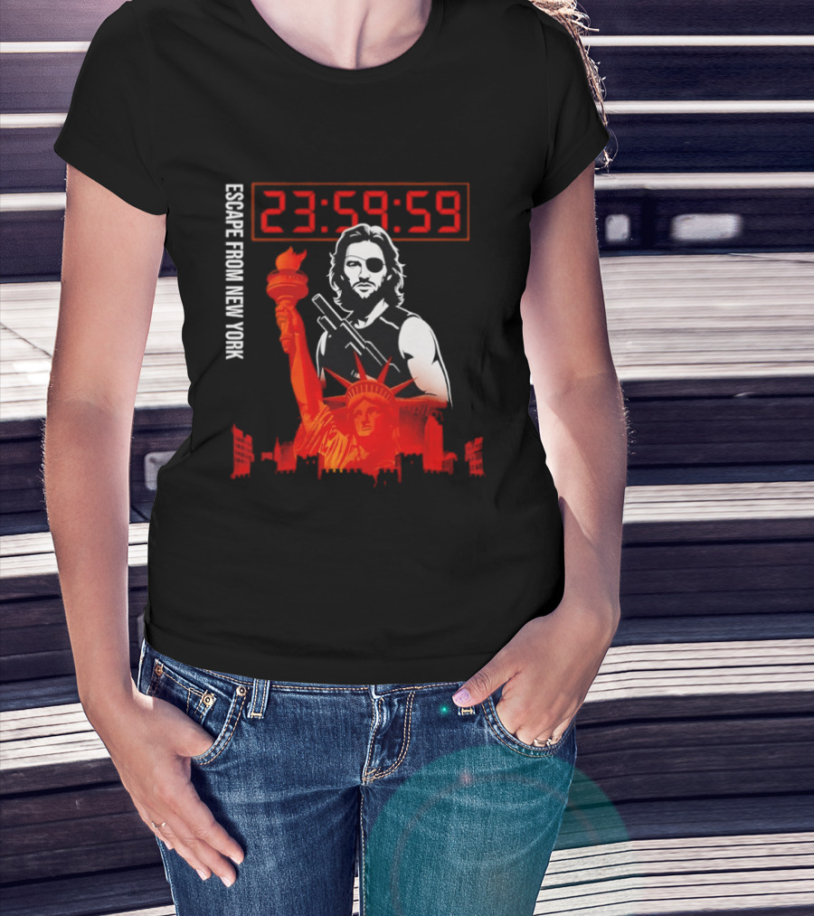 Escape From New York Snake Plissken With Statue Of Liberty And Countdown T-Shirt