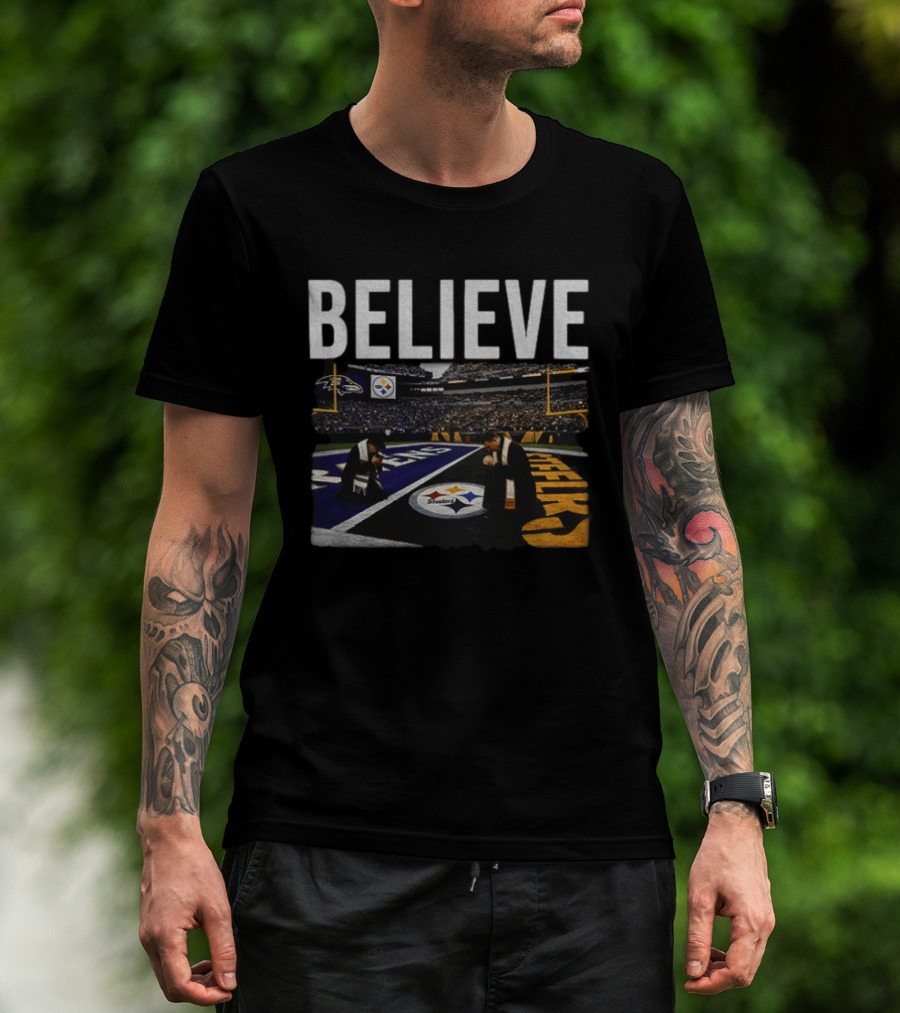 Believe Pittsburgh Steelers Football Stadium Kneeling T-Shirt