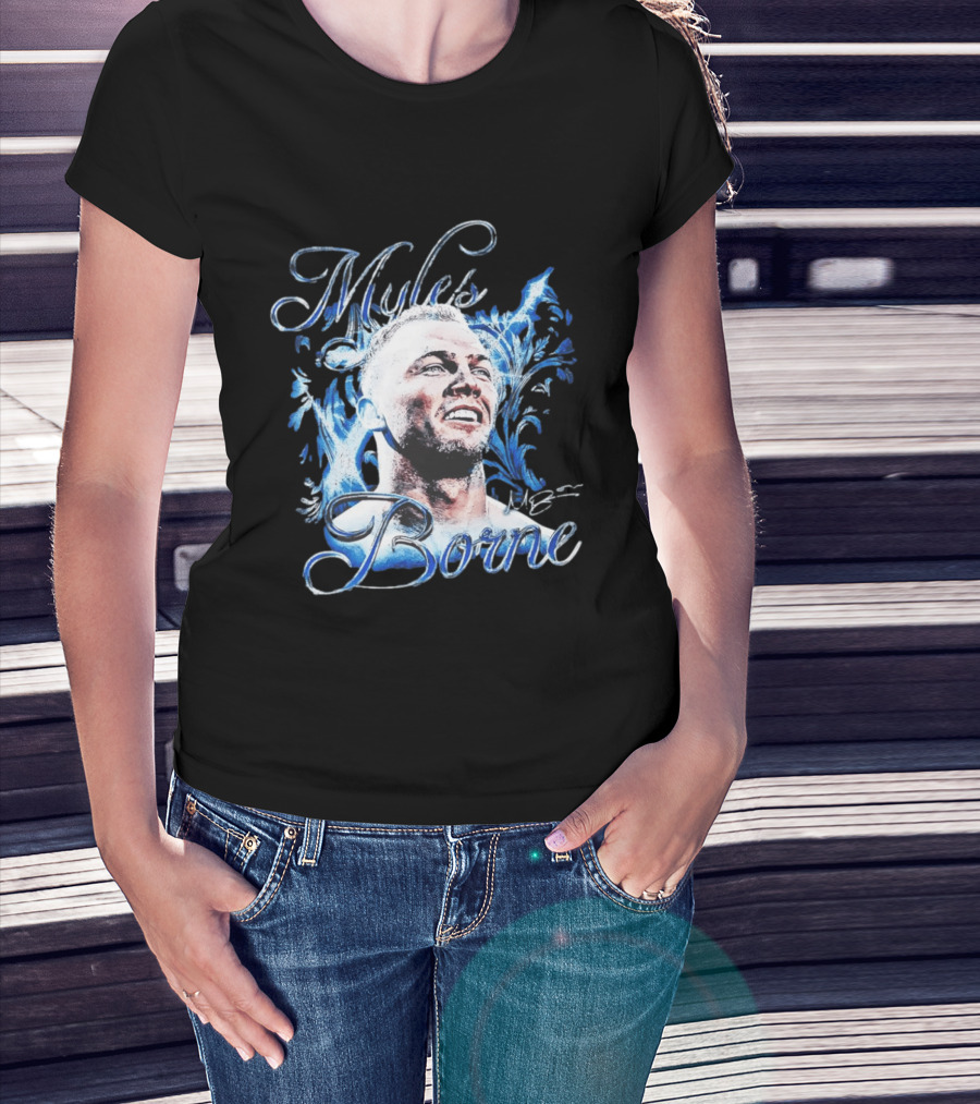 WWE Myles Borne Retro Blue Script Signature T-Shirt