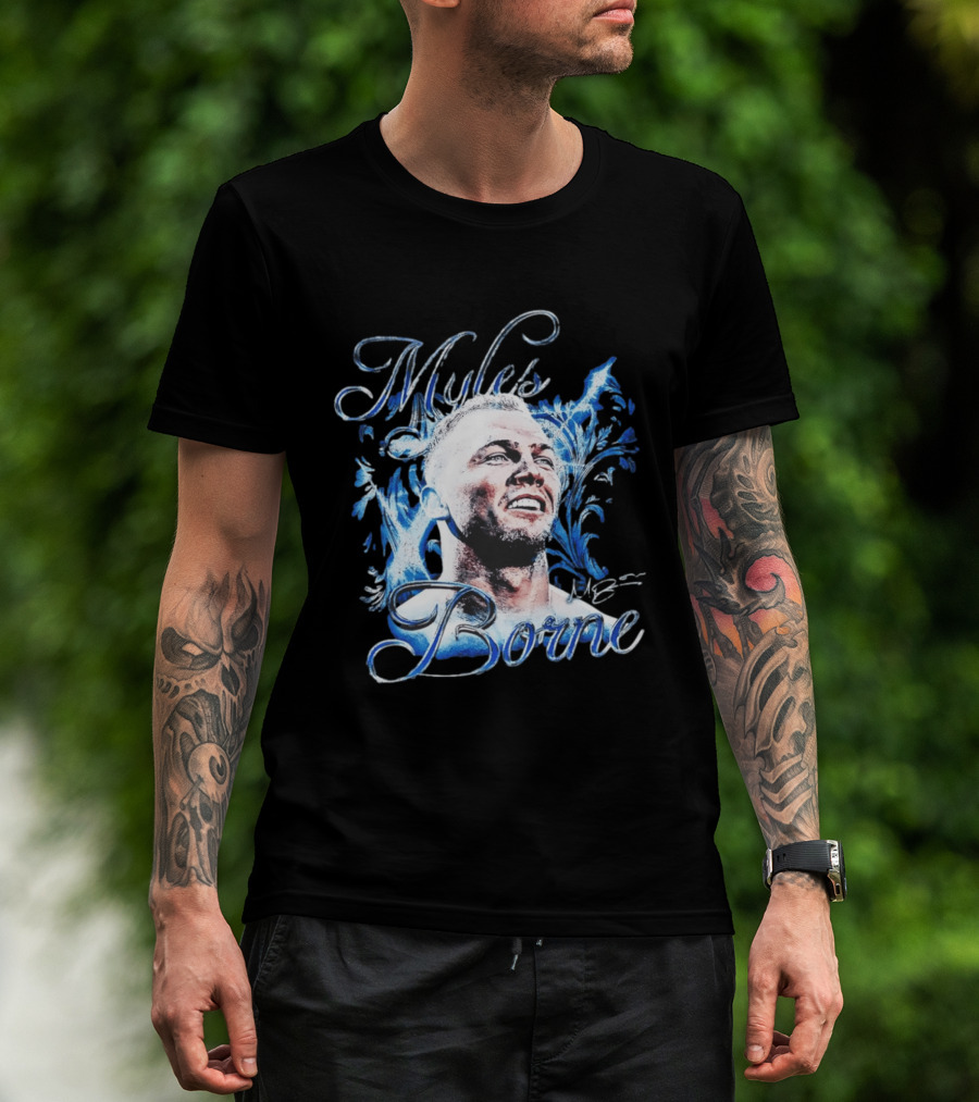 WWE Myles Borne Retro Blue Script Signature T-Shirt