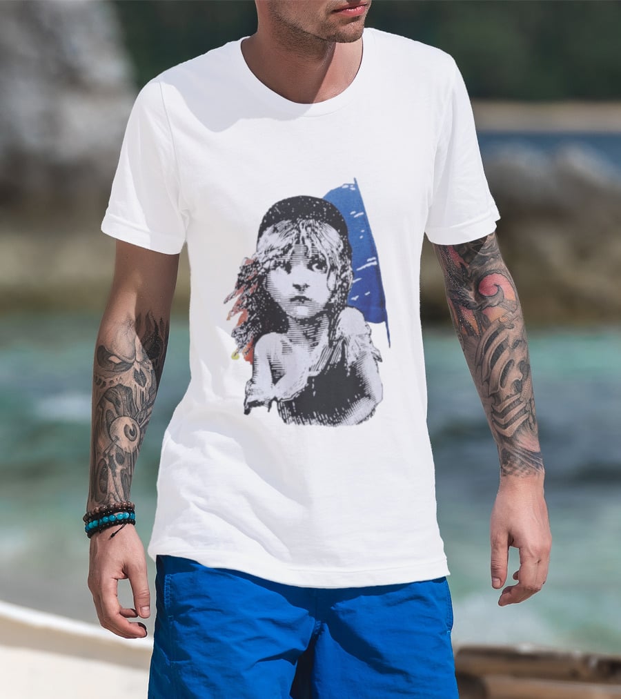 Les Miserables Cosette Vintage Illustration Blue Red T-Shirt