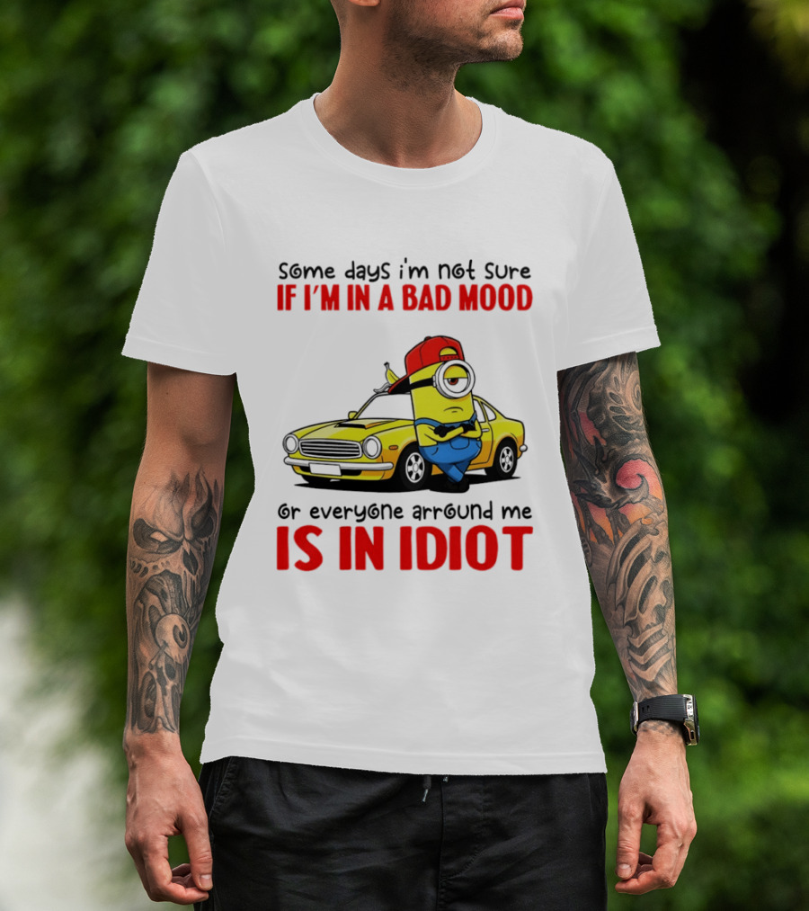 Minion Some Days I'm Not Sure If I'm In A Bad Mood Or Everyone Around Me Is An Idiot Car T-Shirt