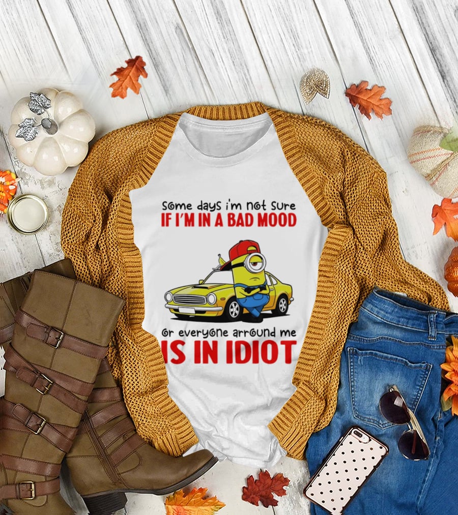 Minion Some Days I'm Not Sure If I'm in a Bad Mood or Everyone Around Me Is an Idiot Car T-Shirt