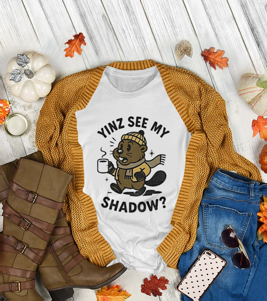 Yinz See My Shadow Pittsburgh Groundhog Day Cozy Cartoon T-Shirt